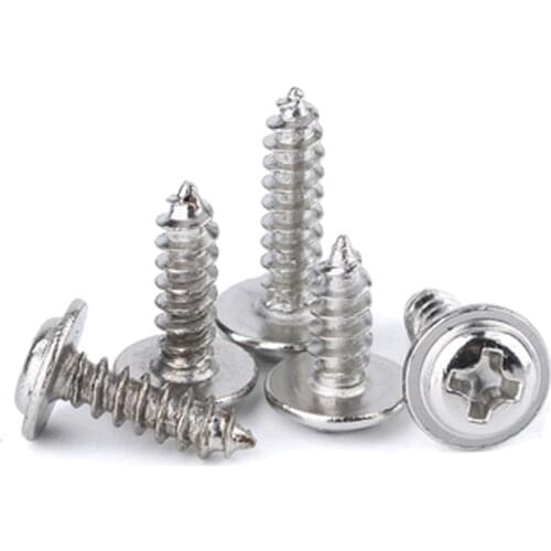 51pcs M3 M3.5 304 stainless steel Phillips round head with pad screws bolts cross pan self-tapping screw DIN968 6mm-20mm long