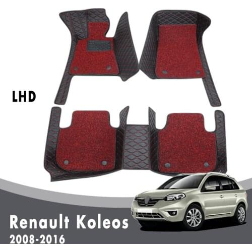 Car Floor Mats For Renault Koleos 2016 2015 2014 2013 2012 2011 2010 2009 2008 Luxury Double Layer Wire Loop Carpets Interior