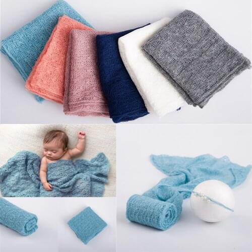 Free Headband Crochet Newborn Mohair Photo Wrap Cloth Newborn Baby Photography Props Fotografie Infant Photography Accessories