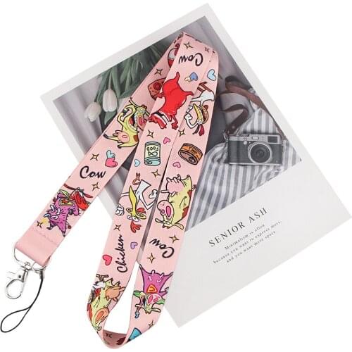 DZ909 Cartoon Funny Cow Lanyard Id Badge Holder Keychain ID Card Pass Gym Mobile Badge Holder Key Holder Key Rings
