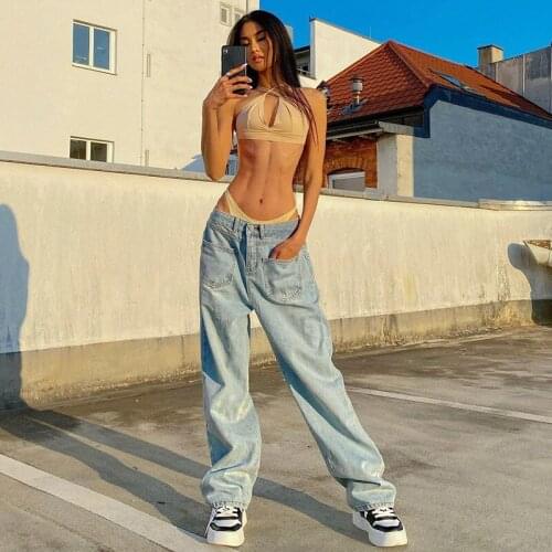 Pantalon Large Baggy Jeans Vintage E-girl Wide Leg Loose Pants Women High Waist Overalls Emo Korean Joggers Cotton Trousers