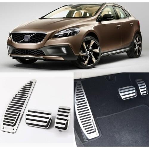 Savanini Brand New 3pcs Aluminium Non Slip Foot Rest Fuel Gas Brake Pedal Cover For Volvo V40 AT 2013-2017