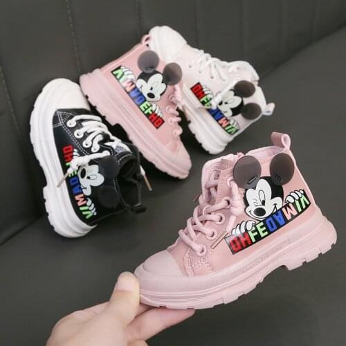 Disney childrens cartoon Minnie Mickey Mouse non-slip soft sole casual shoes boys and girls sports shoes baby shoes Martin boot