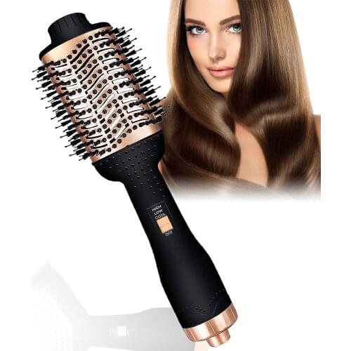 Dropshipping 2 in 1 One Step Hair Dryer Volumizer Electric Blow Dryer Hot Air Brush Hair Straightener Curler Comb Hair Dryer