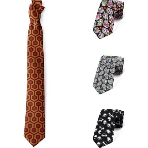 New Fashion Skull Mens Tie Shirt Suit Accessories Creative Geometric Lattice 8cm Wide Polyester High Quality Necktie Men Women