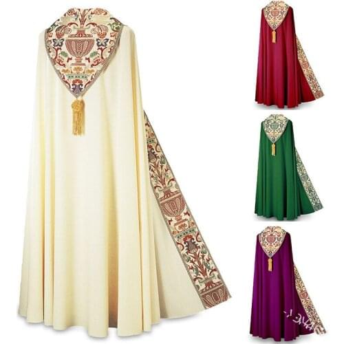 Halloween Men Chinese Style Retro Shawl Cloak Prayer Robes Church Dress Carnival Cloak Capes Knight Party Cosplay Costume