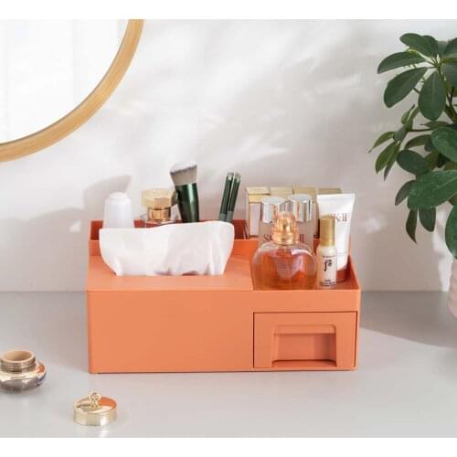 Multifunctional Desktop Living Room Coffee Table Paper Pumping Box Multi Grids Cosmetic Organizer