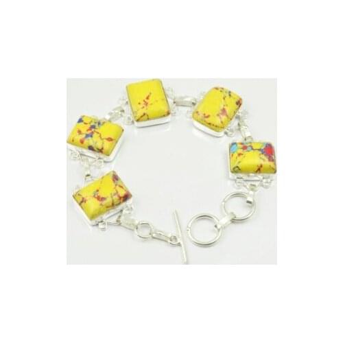 Mosaic Jaspers Bracelet Silver Overlay over Copper , 20 cm, B2244