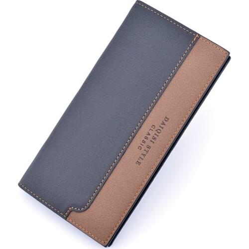Men Wallet Long Walet Fashion Contrast Color Male Walllet Youth Soft Leather Multi Card Slim Purse Money Bags for men 2021 New