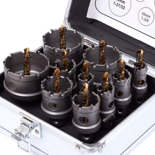10pcs/Set 16-53mm TCT Hole Saw Drill Bit sets Alloy Carbide Cobalt Steel Cutter Stainless Steel Plate Iron Metal