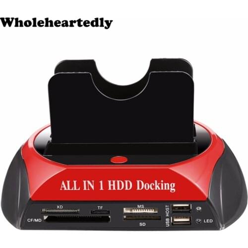 Newest All in 1 HDD Docking Station Dual Double 2.5"/3.5" IDE SATA External HDD Box Card Reader USB Hard Drive Disk Dock
