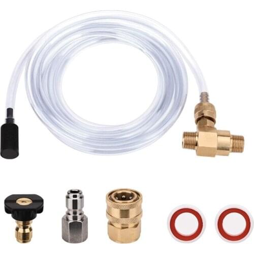 New Pressure Washer Chemical Injector Kit Adjustable Soap Dispenser, 3/8 Inch Quick Connect, 10 Ft Siphon Hose, Come with 1 pcs