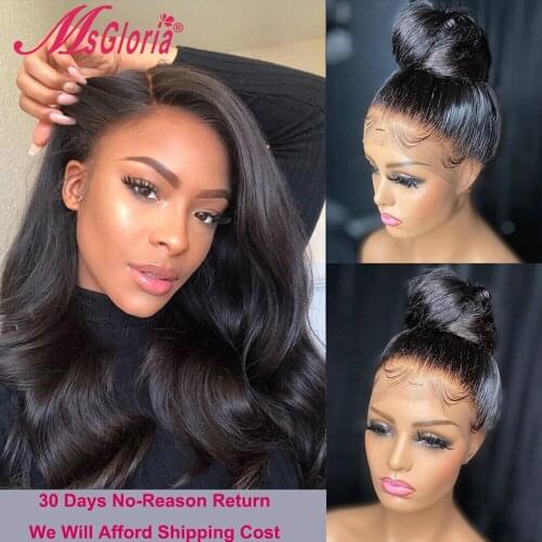 Glueless Full Lace Human Hair Wigs For Women 360 Body Wave Lace Front Wig Pre Plucked Black Remy Brazilian Transparent Lace Wigs