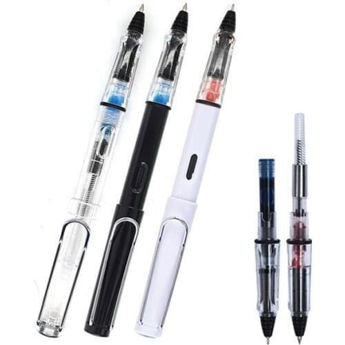 2pcs/lot Fountain Pen-type Gel Pen 0.38/0.5mm Transparent Calligraphy Signature Pen Replaceable Ink Sac and Can Absorb Ink Pen