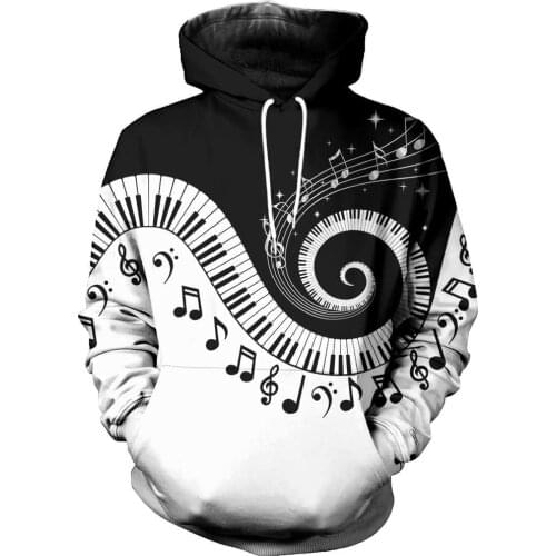 PLstar Cosmos Piano 3D Hoodies/sweatshirts Men Women Hooded winter Autumn Long streetwear Pullover Musical instrument Style-1