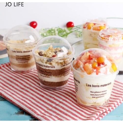 JO LIFE 25pcs Transparent Disposable Clear-Up Mousee Ice Cream Cup Non-Toxic Dessert Containers
