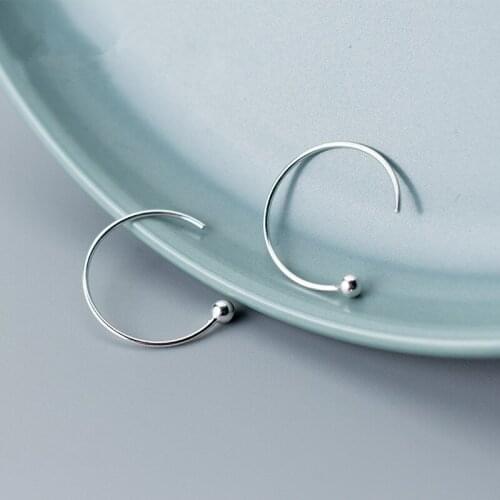 Real 925 Sterling Silver Round Stud Earrings For Women 2020 Elegant Jewelry Prevent Allergy Brincos pendientes mujer moda