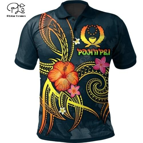 PLstar Cosmos Pohnpei Polynesian Culture Tribe Art Island Tattoo 3DPrint Men/Women Summer Polo Shirts Streetwear Short Sleeve A1