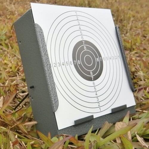 Grey Square Steel Pellet Trap+20 Pcs of Paper Targets(Bulls-eyes)-5.50"*5.50"