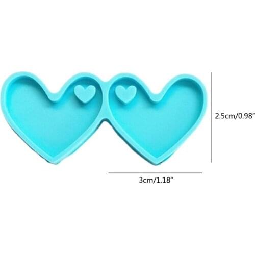 Love Heart Shape Earrings Epoxy Resin Mold Jewelry Pendants Silicone Mould DIY Crafts Keychain Ear Dangle Casting Tool U90F