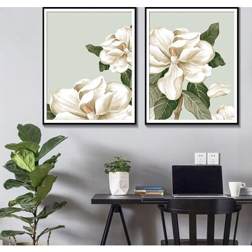 Nordic Home Decoration Posters Watercolor White Camellia Flower Canvas Painting Hd Print Wall Art Picture for Living Room Decor