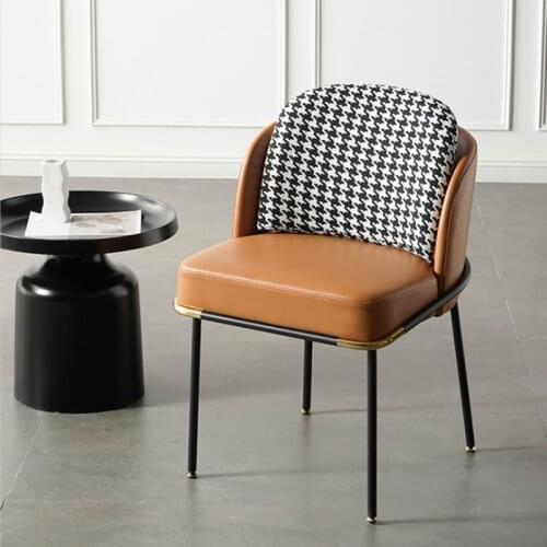Nordic Luxury Backrest Dining Chair Home Furniture Modern Minimalist Industrial Style Leather Chair Cafe Single Dining Chairs
