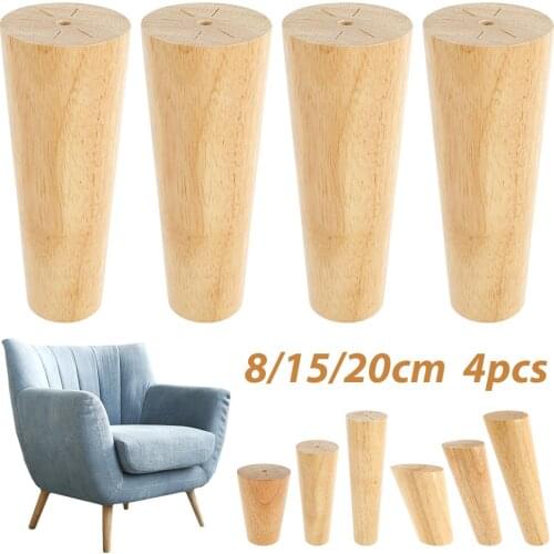 4pcs Solid Wood Furniture Legs 8cm 15cm 20cm Inclined Cone Sofa Bed Cabinet Table and Chair Replacement Feet Sloping Feet