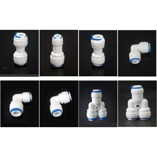 1/4" 3/8" OD Hose Tube 1/4" 1/2" 3/4" 1/8" Plastic Pipe Quick Connectors RO Water Connector Fittings Reverse Osmosis System