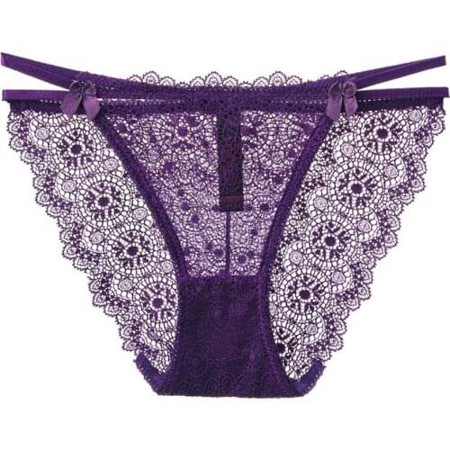 Sexy Lace Panties for Ladies Womens Seamless Lingerie Low Rise Hollow Out Underpants Plus Size Transparent Briefs Elastic Panty