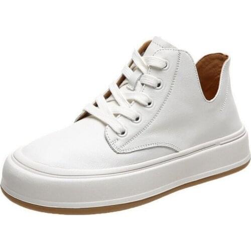 YSHUNIJ Shoes White shoes womens 2021 new high-top joker breathable platform shoes flat shoes