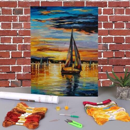 Inside Seas Cradle Printed Fabric 11CT Cross-Stitch Patterns Embroidery DMC Threads Handmade Knitting Painting Different