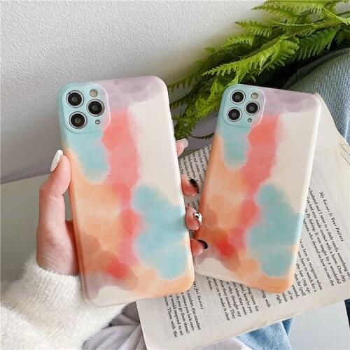 Candy Color Graffiti Phone Case For IPhone 11 12 Mini Pro X XR XS Max 8 7 Plus SE2020 Camera Protection Soft Silicone Back Cover