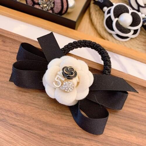 2020 New Korea Style Hair Ropes Fabric Bow Camellia Flowers Elasticity Rubber Bands for Women Girl Fashion Hair Accessories