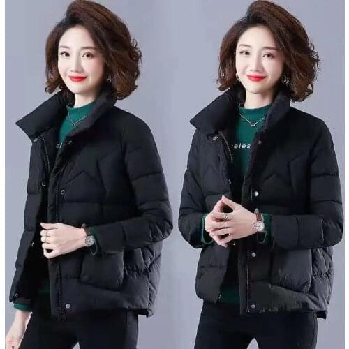 Womens Winter Jacket 2021 New Thick Short Down Cotton Padded Coat Casual Stand Collar Women Parkas Mujer Jaqueta Feminina 5X