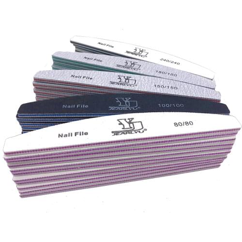 10Pcs/lot Nail File Polisher Block 80/100/150/180/240 Manicure Tool Grit File Set Nw Mix All UV Gel Salon Usage Crescent Limes