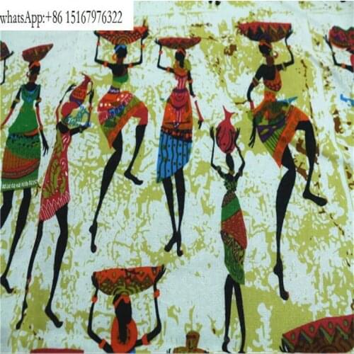100*145cm African Women Print Linen Cotton Fabric Patchwork Linen Material Sewing Crafts