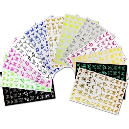 12Pcs Holographic Nail Art Stickers Sexy Lady Butterfly Old English Letter Self-Adhesive DIY Nail Foil Tips Sticker Decals
