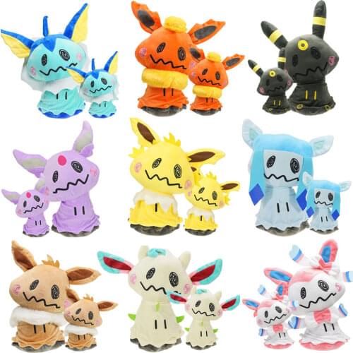 17-30cm Pokemon Mimikyu Eevee Plush Toys Flareon Vaporeon Jolteon Espeon Umbreon Glaceon Leafeon Sylveon Stuffed Doll Kid Gifts
