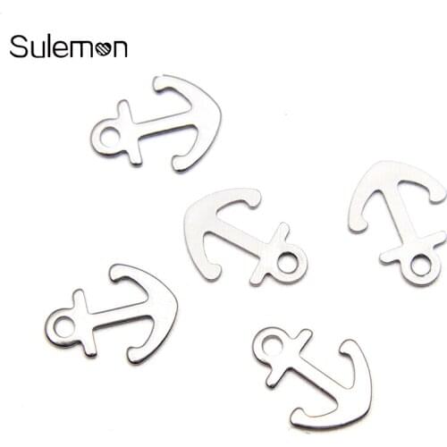 20pc/Lot 10mm Stainless Steel Anchor Bracelet Pendant Making Handmade Earring Accessories Necklace Parts Jewelry Findings JF25
