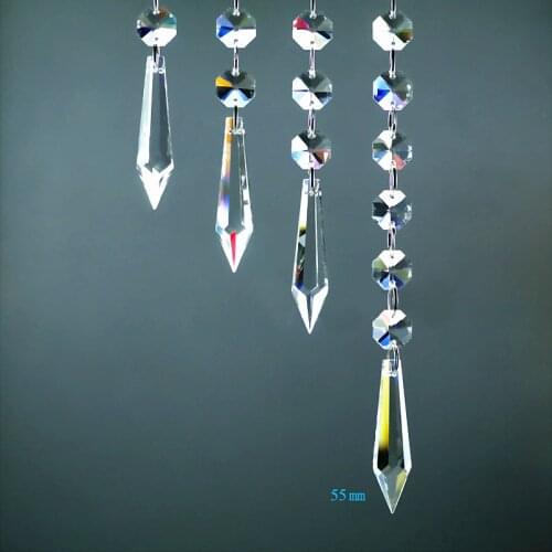 20pcs High Quality Clear K9 14mm Crystal Octagon Chandelier Beads With 55mm Icicle Prism Crystal Chandelier Pendants