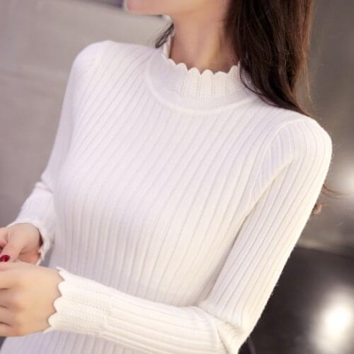 2018 Slim dress semi turtleneck turtleneck sweater long sleeve pure tight 9a11c thickened bottoming shirt female