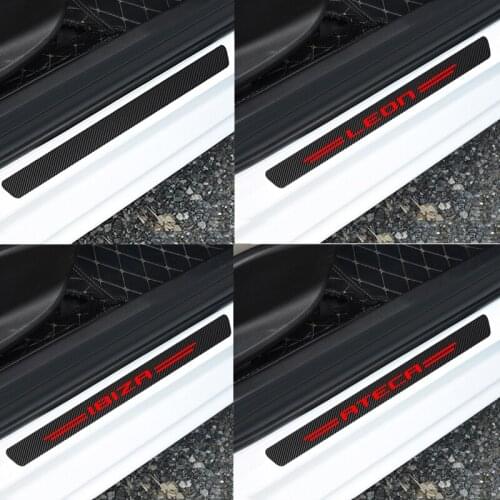4pcs Auto Door Sill Scuff Plate Carbon fiber Protector Cover for Seat ibiza FR+ leon Ateca Car Styling pedal