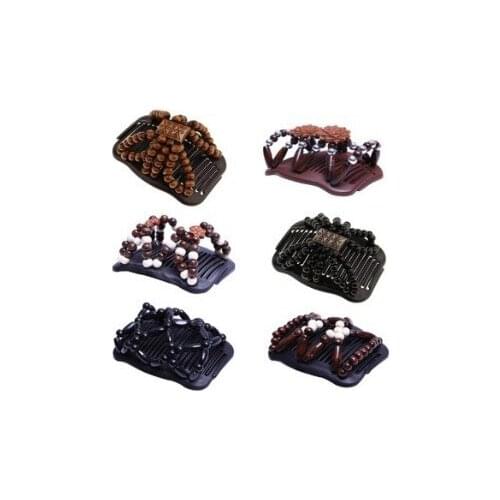 50pcs/lot DIY Multi Wooden Bead String Of Beads Magic Comb Retro Mix Style Insert Combs Hair Styling Tool Hair Accessories HA630