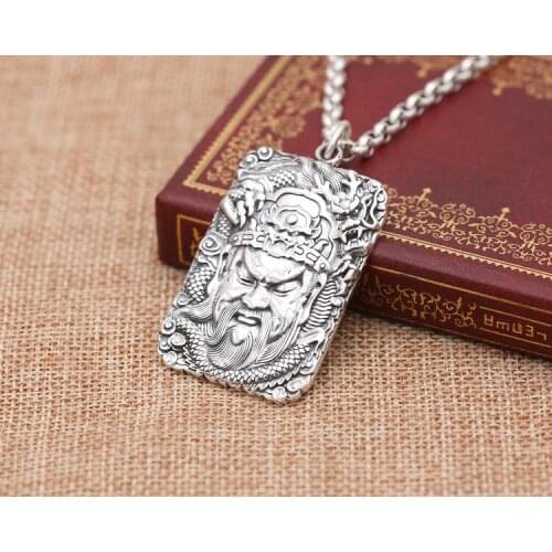 990 Sterling Silver dragon & The duke guan amulet pendant charm jewelry for men women A4276