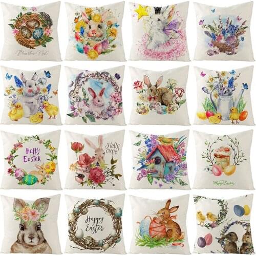 Rubbit Cushion covers Easter eggs 45*45 Nordic sofa cushion pillowcase single-sided printing office cushion cover KD-0341