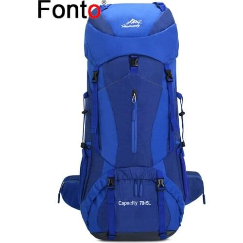 75L Large Outdoor Camping Hiking Backpack Climbing Traveling Rucksack Men Women Waterproof Nylon Sport Bag