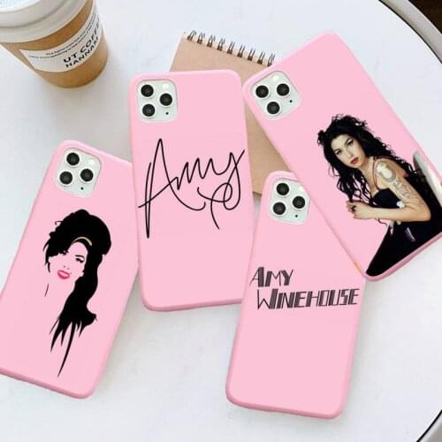 Amy Winehouse Musician Soul Jazz Singer Phone Case Pink Candy Color for iPhone 6 7 8 11 12 s mini pro X XS XR MAX Plus