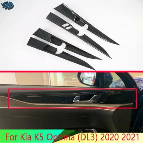 For Kia K5 Optima (DL3) 2020 2021 Carbon Fiber Style Inner Door Handle Cover Catch Bowl Trim Insert Bezel Frame Garnish