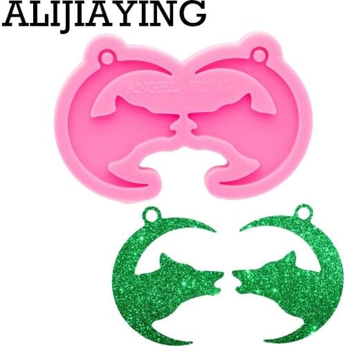 DY0767 Glossy Moon and wolf Earrings Resin Mold , Mold for Resin Jewelry, Silicone Keychain Mold To Make Crafts with Epoxy