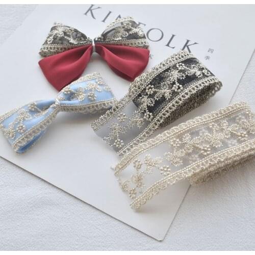 Bow Headwear DIY Crafts Lace Ribbon 4cm Wide For Child Girl Dress Gold Thread Embroidery Flower Lace Fabric Sewing Supplies